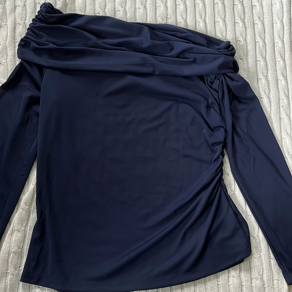 Lauren Ralph Lauren Off-Shoulder Navy Blue Top